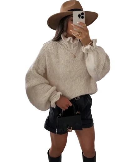 Women's Vintage Style Long Sleeve Winter Knitted Pullover Front Fashionable Women's Sweaters