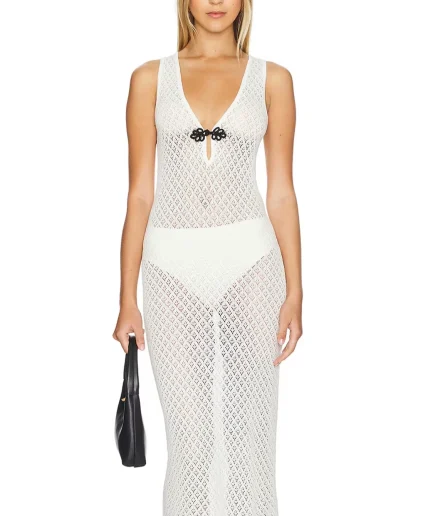 Slim Fit V-Neck Beach Dress Elegant Summer Cover-Up Resort Wear