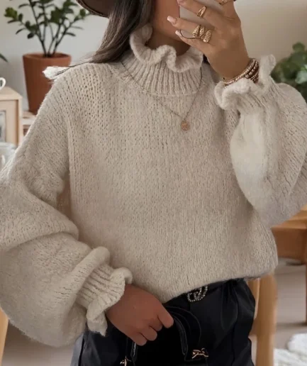 Women's Vintage Style Long Sleeve Winter Knitted Pullover Front Fashionable Women's Sweaters