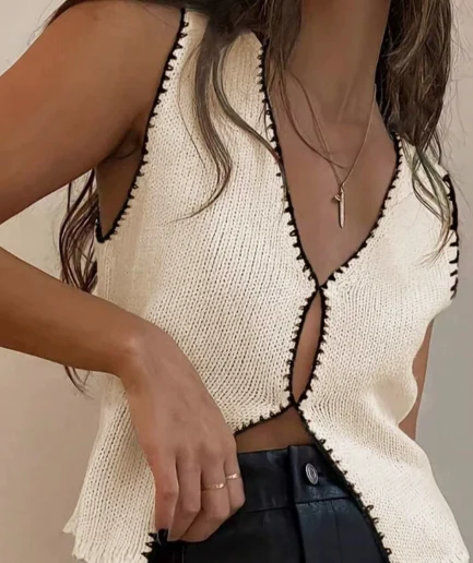 New Arrival Women's Knit Sweater | Casual Color Block Pullover with Front Wrap Design