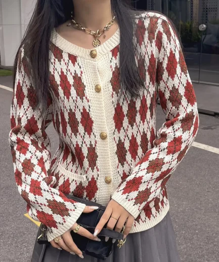 Women's Autumn and Winter Fashion Elegant Casual Gorgeous Vintage Metal Button Design Pockets Multi-color