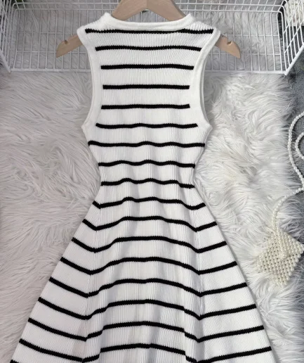 Striped Sleeveless Vest Casual Summer Sexy for Bandage Dress Collarless Neckline Breathable Design Natural Style
