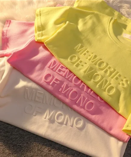 Embossing Printing Clothes Design Service Cotton Tshirt 3d Emboss Print T Shirt for Men