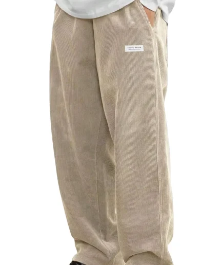 Mens Straight Leg Pants Long Solid Elastic Waist Casual Pants Loose Fit Going Out Pants with Pockets