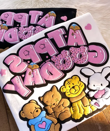 3D Cartoon T-shirt 3D Puff Foam Printing T Shirts 100% Cotton Polyester T-shirt Leisure Cute Designer Men's T-shirts