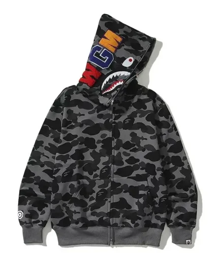 Hoodie with Shark Embroidery, Full Zip, Lightweight Couple Sweatshirts Heavyweight Hoodie