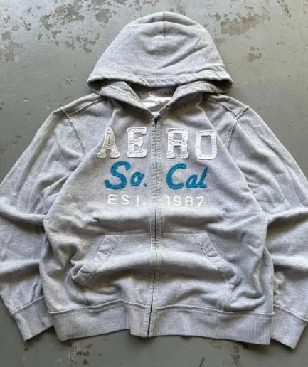 Casual Zip up High Quality Vintage Y2K Aeropostale California Full Zip Grunge Hoodie