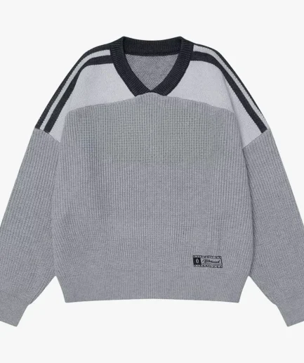 Men's Oversized Sweater Long Sleeve Casual Knitted Pullover Sweater Crewneck Contrast Fine Knitted Sweaters