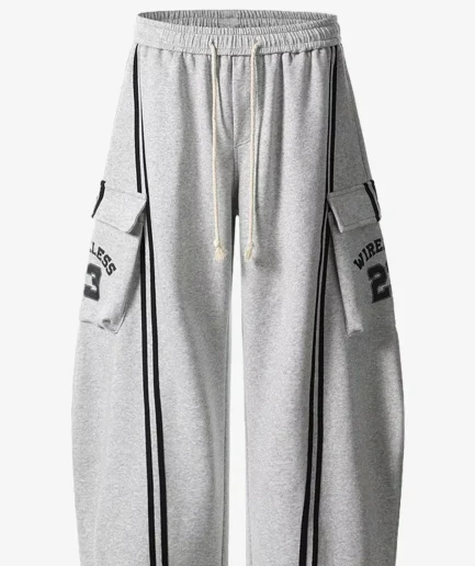 Man's Casual High Quality Web Stitching Letter Print Drawstring Barrel Pants