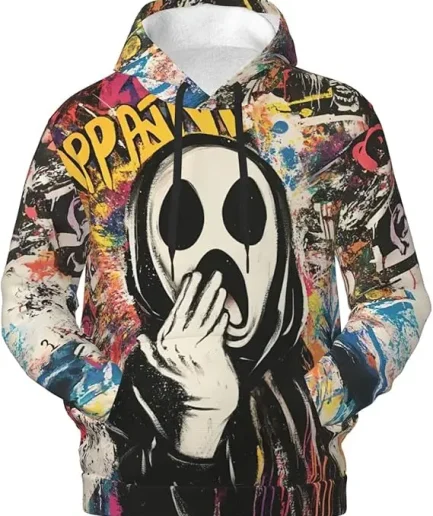 Cool Guy Hoodie, Unique Men's Pattern Hoodie, Fun Pullover Hoodie, 3D Printed Hoodie for Sports with Large Pockets, Fashion