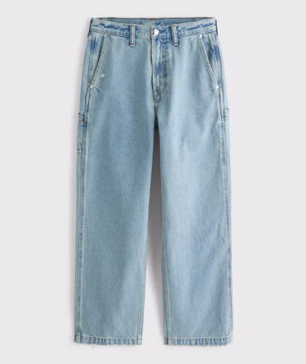 Apparel Men's Jeans Light Bule 100% Cotton Streetwear Workwear Fashion Design Baggy Jeans for Men