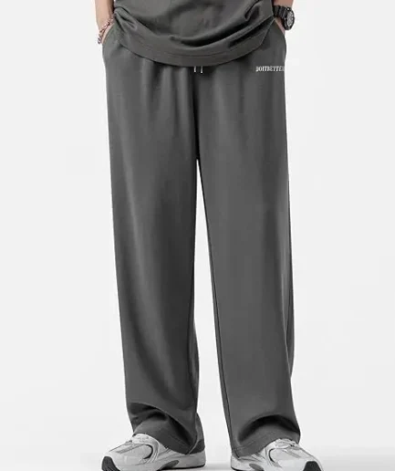 Men's Cotton Athletic Pants, Loose and Straight Fit, Men's High Quality Sports Casual Yoga Pants with Pockets