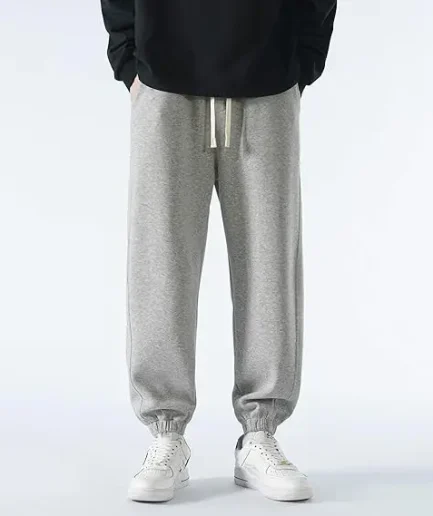 Men's Lightweight Cotton Sports Pants with Drawstring Pockets for Jogging. Suitable for Casual, Gyms, Running,