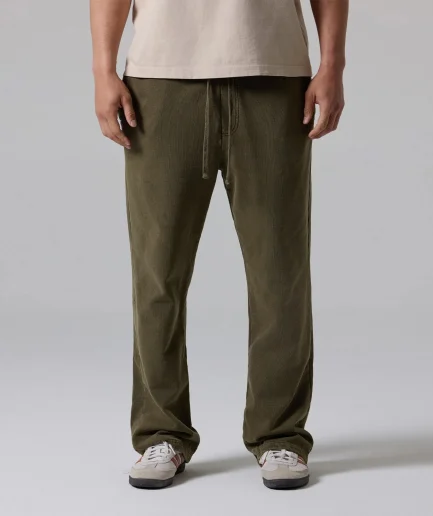 Apparel Mens Sweatpants 100% Cotton Green Color Fabric Loose Fit Streetwear Casual Trousers for Men