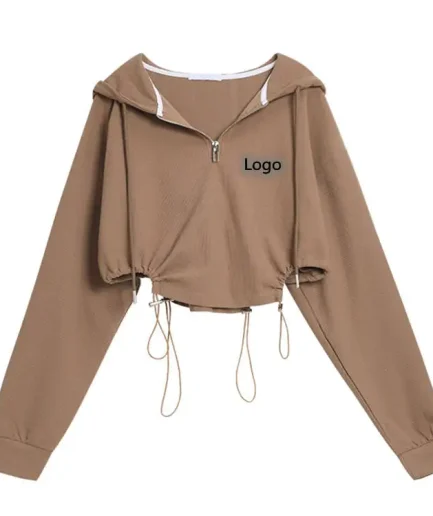 Blank Men Streetwear Hoodie Half Zip up Pullover Blank Sweatshirt Cheap Cropped Top Hoodies