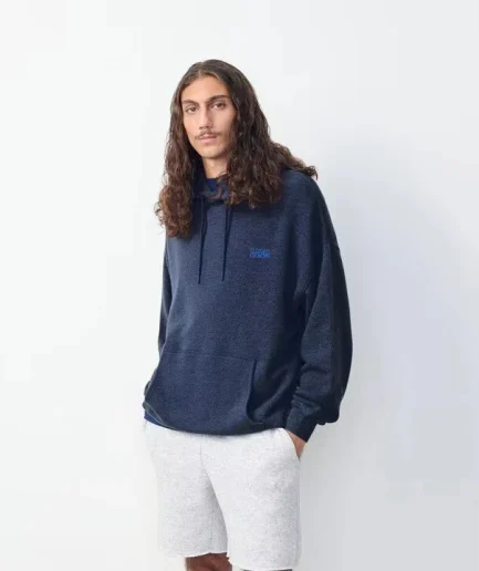 2026 New Style Embroidery Drawstring Blue Autumn Warm Hoodie with Kangaroo Pocket