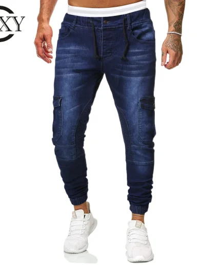 Low Price Jeans Pants for Men: Regular Drawstring Middle Waist Straight-leg Full Denim Jeans Jeans Trousers