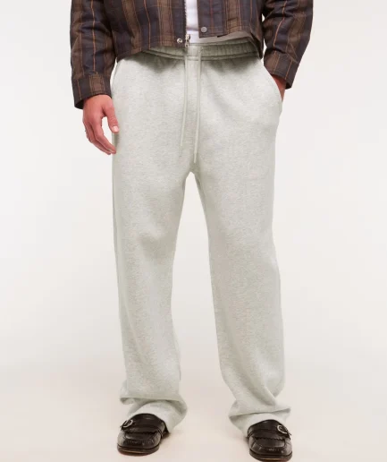 Apparel Sweatpants 100% Cotton Baggy Sweatpants White Elastic Cozy Sporty Casual Men Sweatpants